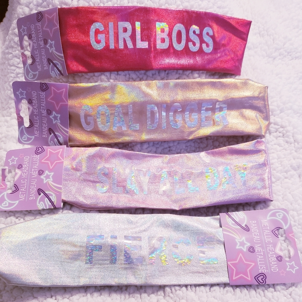 4 Piece Metallic Stretchy Headband Set. NWT.